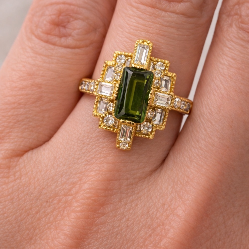 NWT Vintage costume jewelry statement ring - regency, avante garde -size 7 - Picture 1 of 8